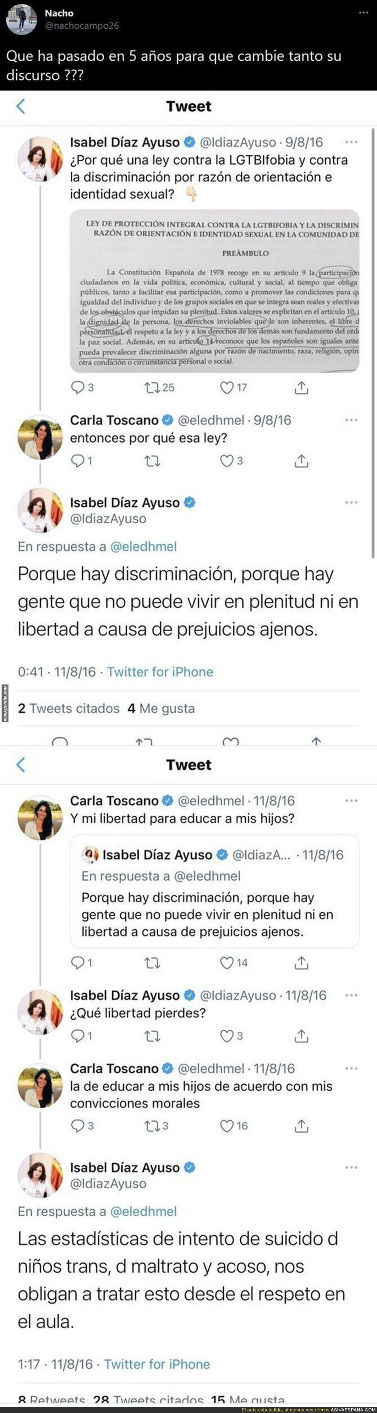 Así opinaba Isabel Díaz Ayuso hace 5 años sobre la LGTBIfobia y nadie entiende su forma de pensar