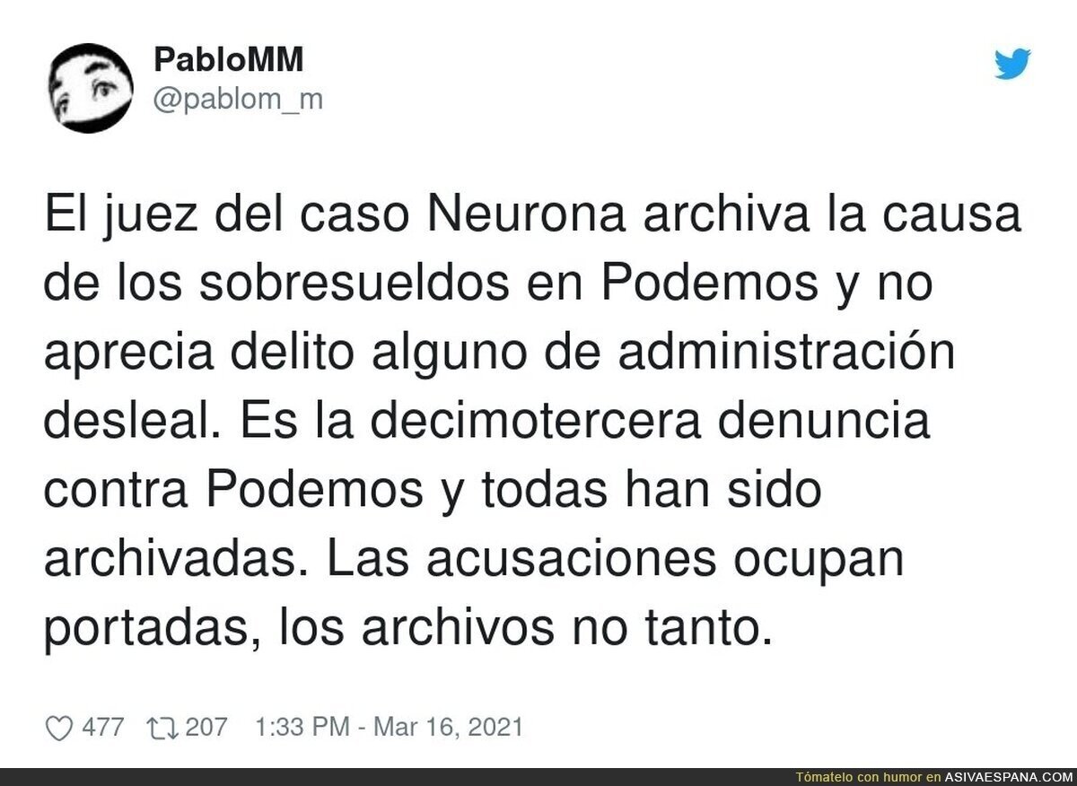 Otro caso más de Podemos archivado 