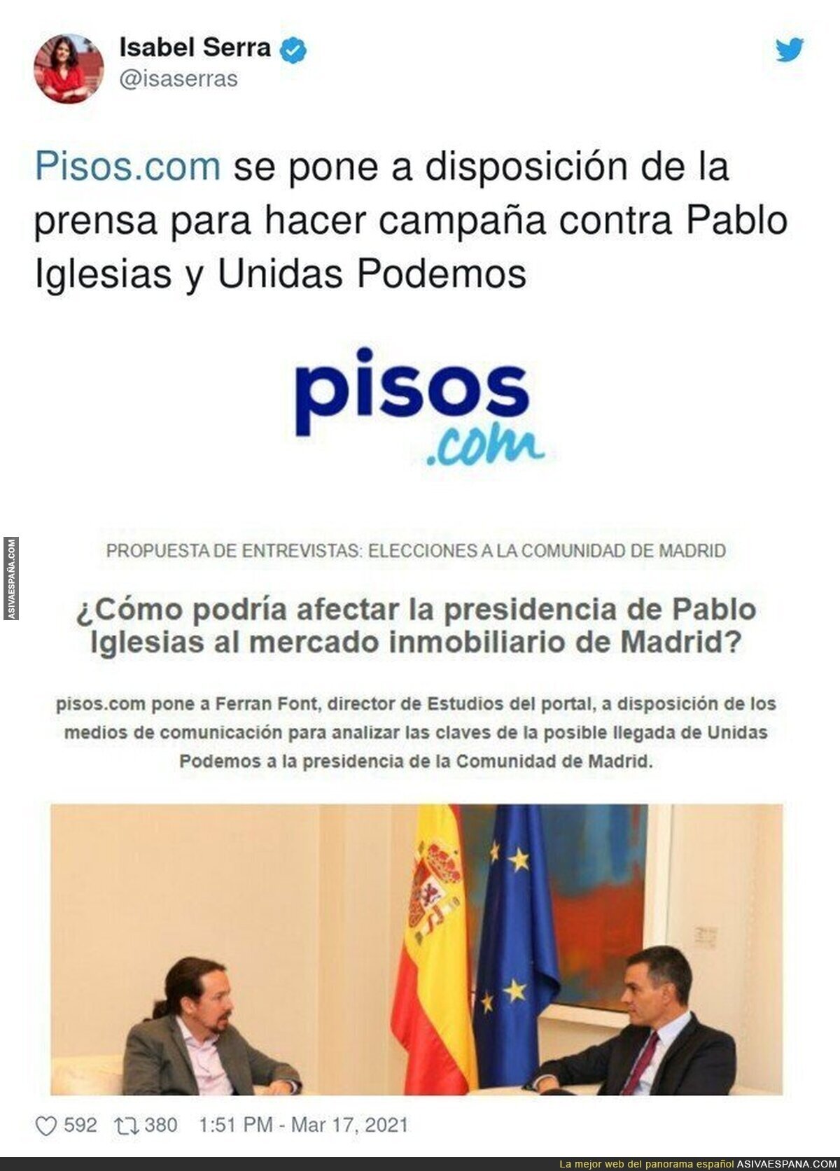 Isa Serra no le hace ningún favor a Pablo Iglesias