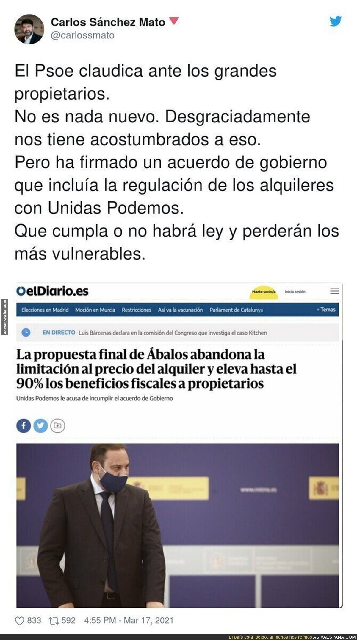 Vergüenza absoluta del PSOE con el asunto de los alquileres