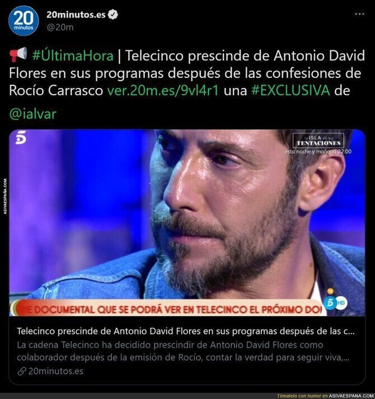 ¡Antonio David Flores despedido de Telecinco!