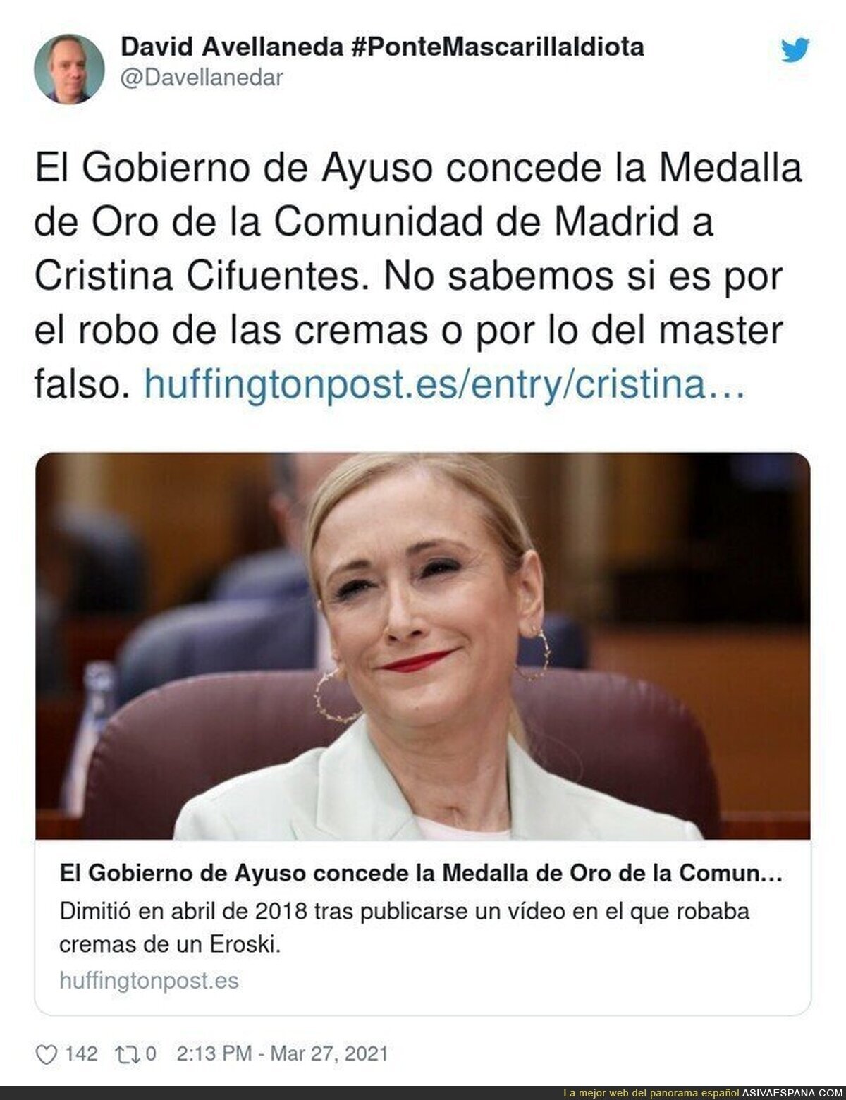 Vergüenza absoluto lo de Ayuso en Madrid ahora con Cristina Cifuentes
