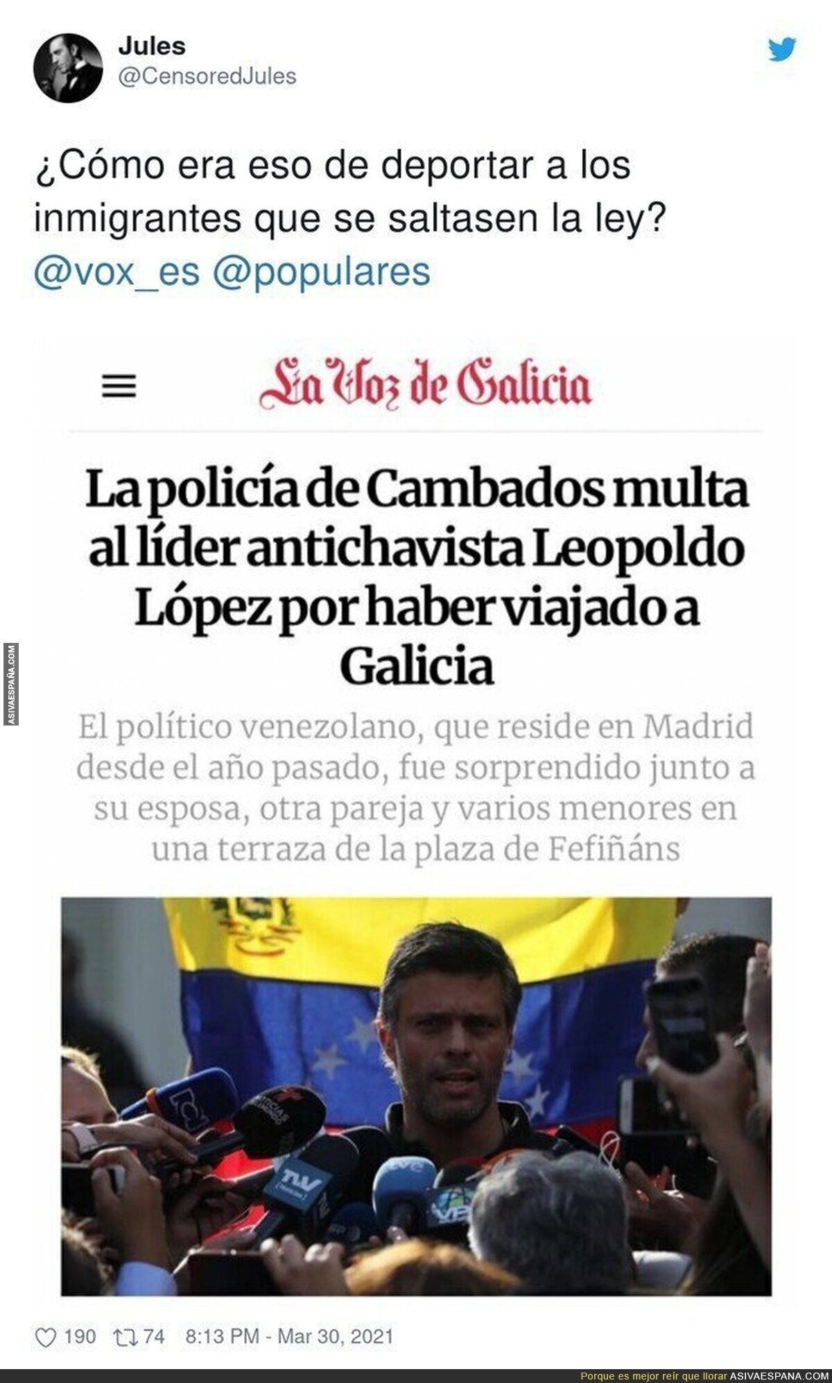 Leopoldo López debería aprender a cumplir la ley