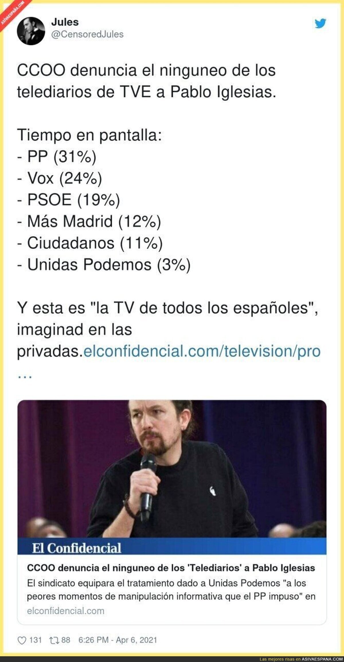 TVE está haciendo el vacío a Unidas Podemos