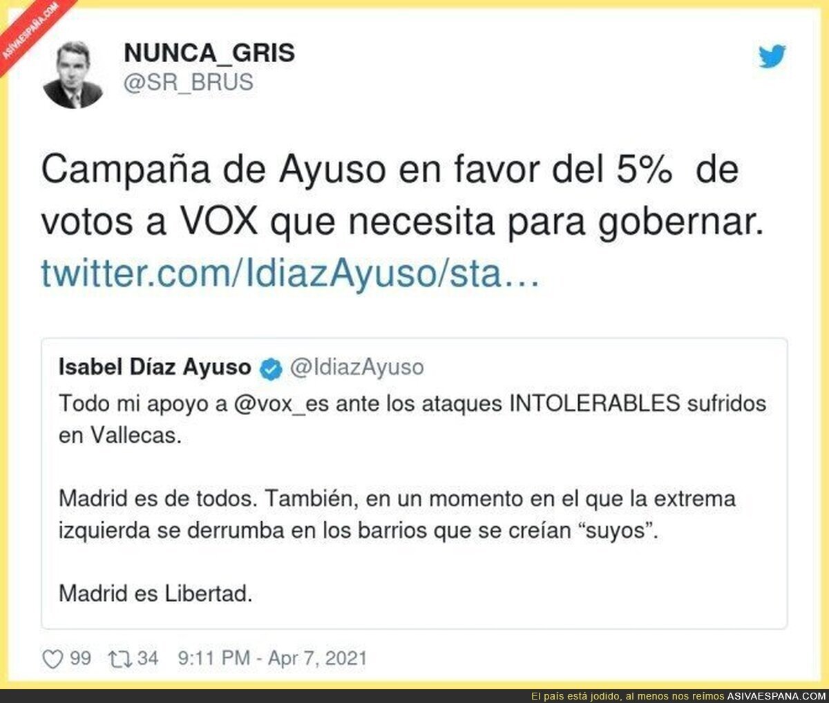 Isabel Díaz Ayuso ha mandado una solicitud de amistad a la gente de VOX