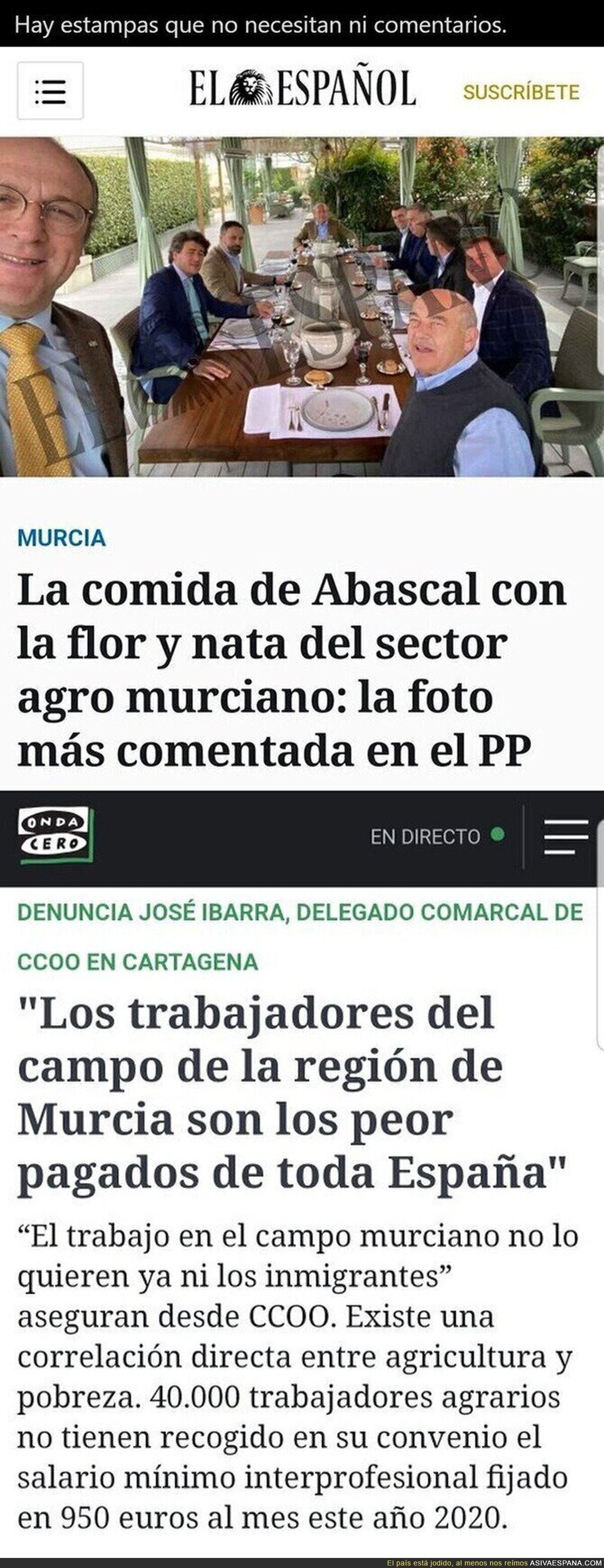 Sin comentarios lo de Abascal con los del campo en Murcia