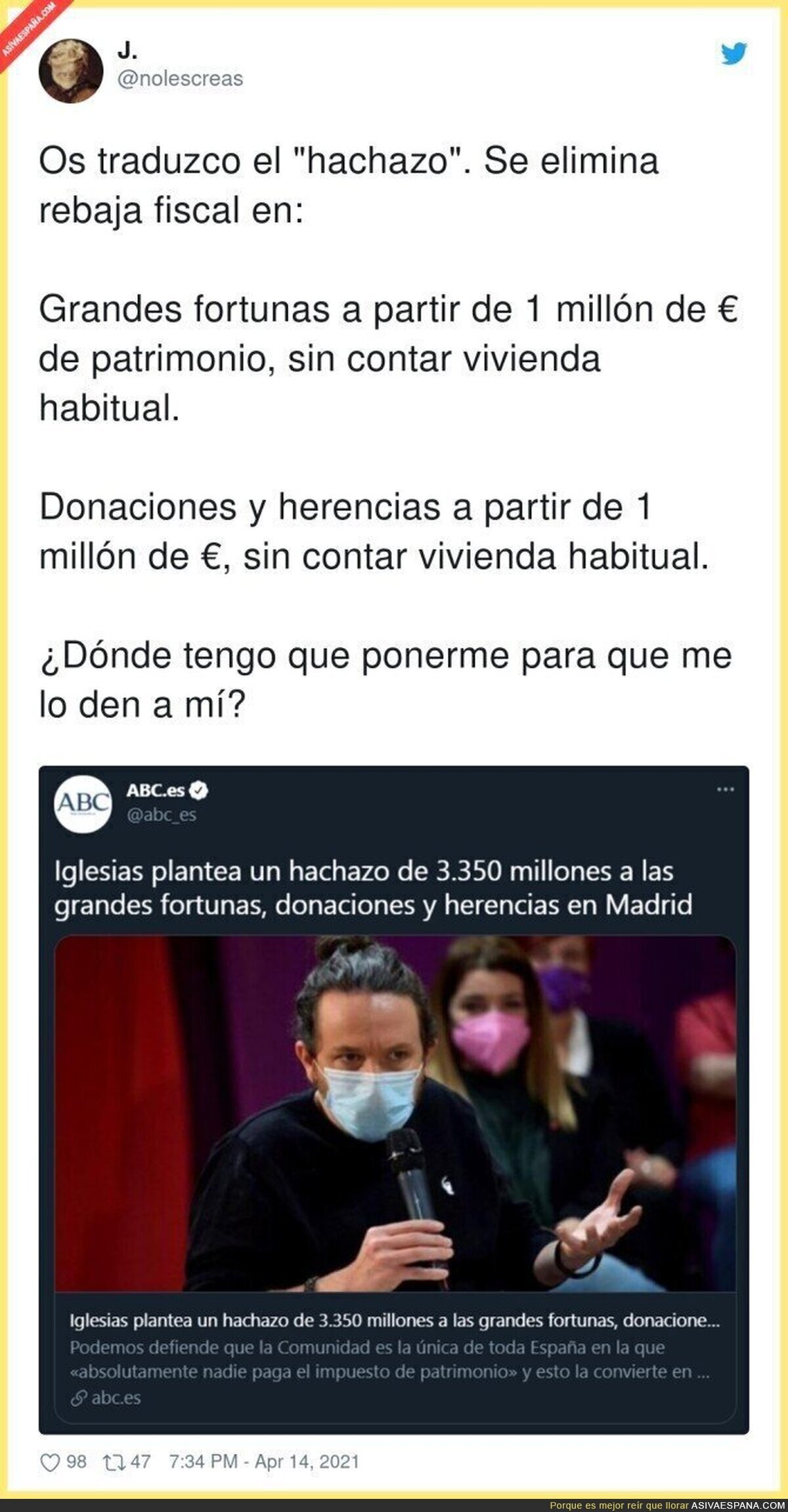 Ojalá me afectase el hachazo de Pablo Iglesias