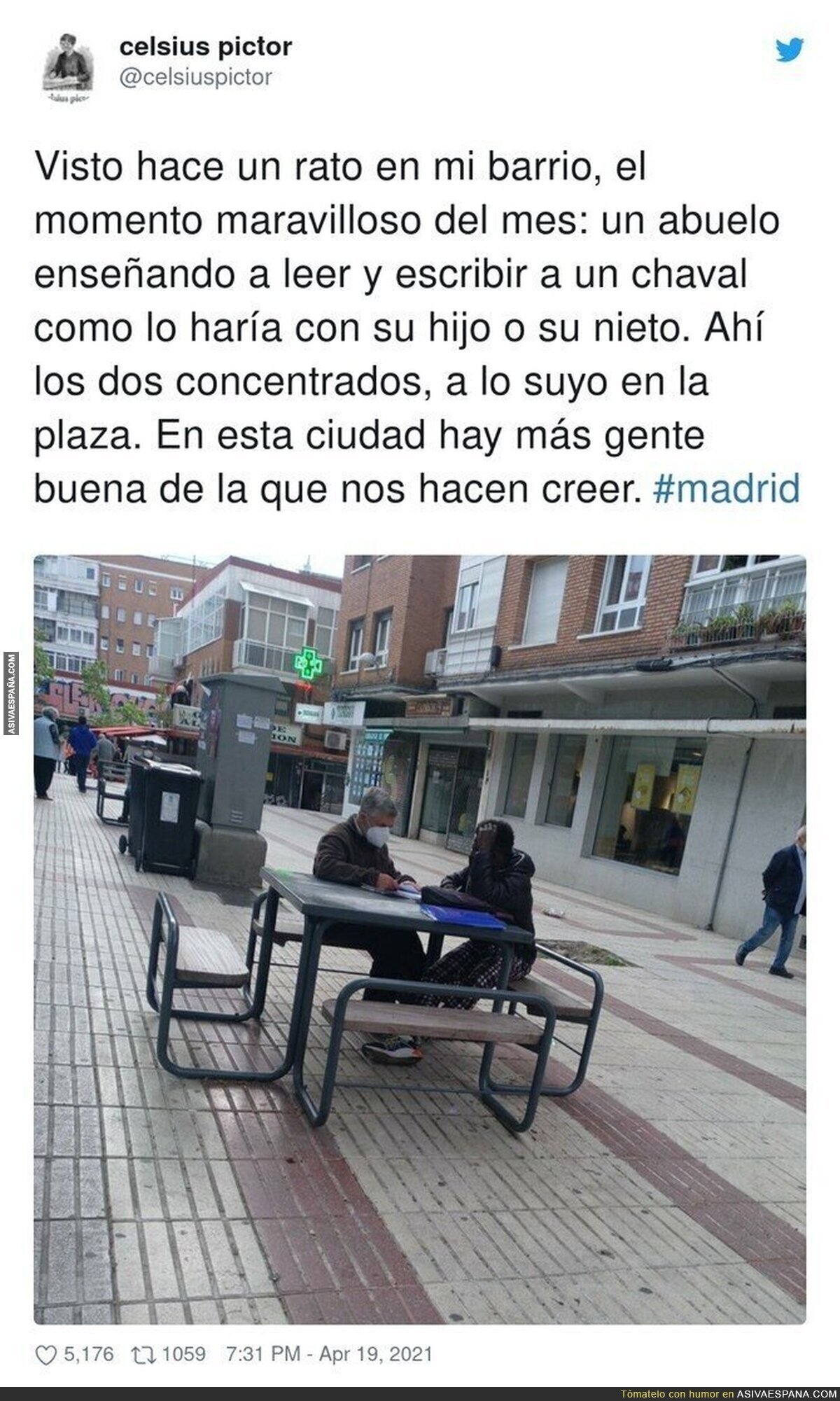 Bonita imagen vista en Madrid pese al odio que muchos quieren sembrar