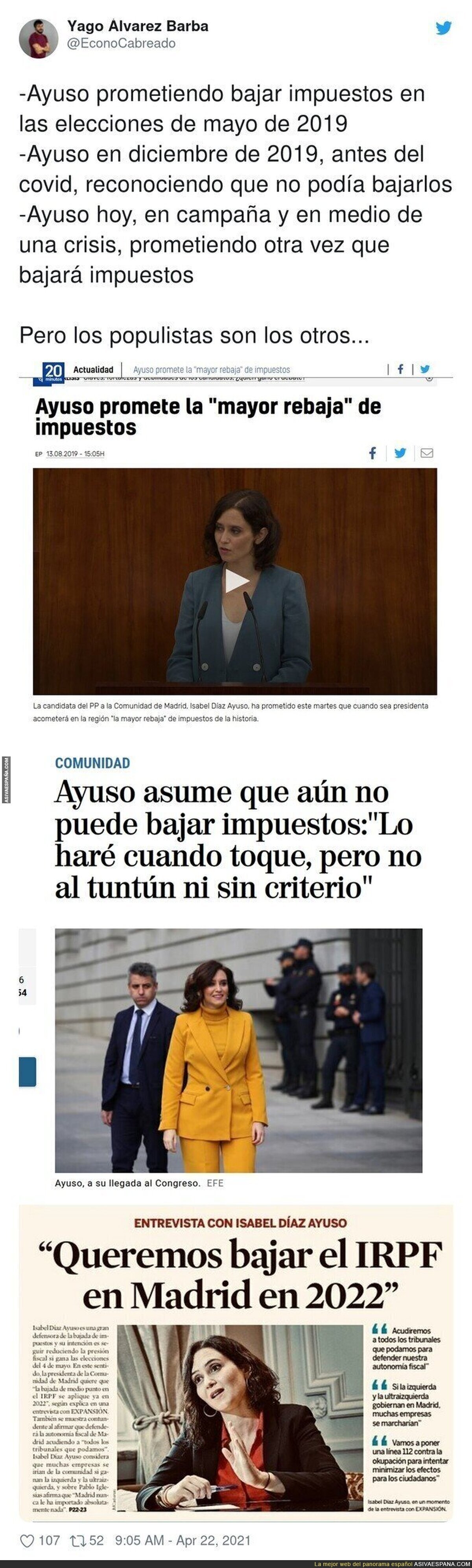 Isabel Díaz Ayuso y la bajada de impuestos