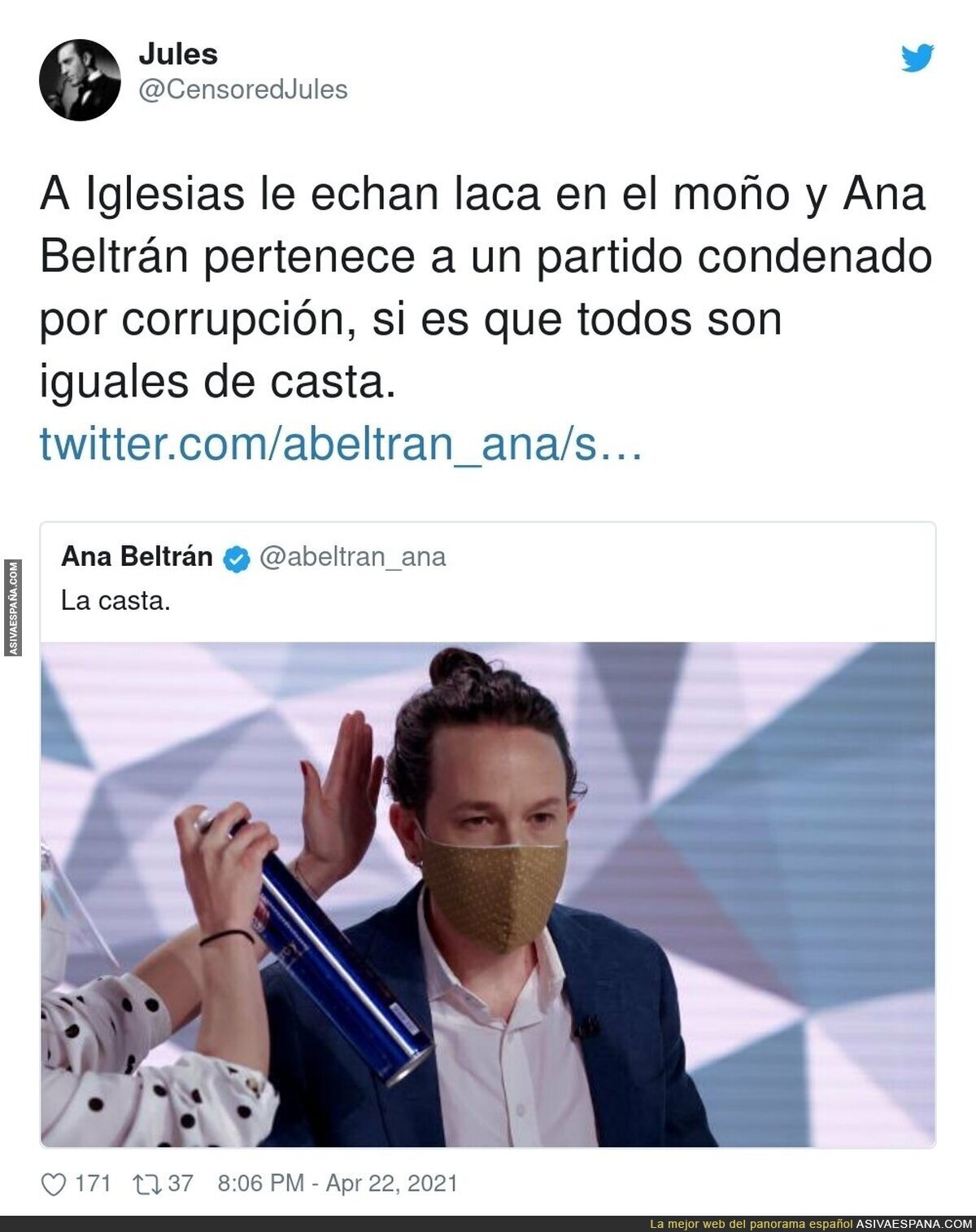 Lamentable Pablo Iglesias se echa laca esto es insostenible