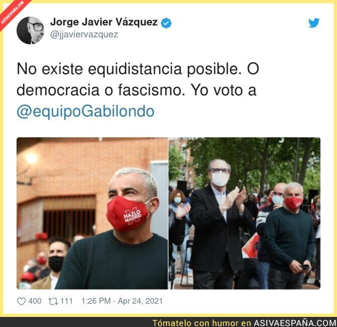 Jorge Javier Vázquez lo tiene claro para las elecciones de Madrid