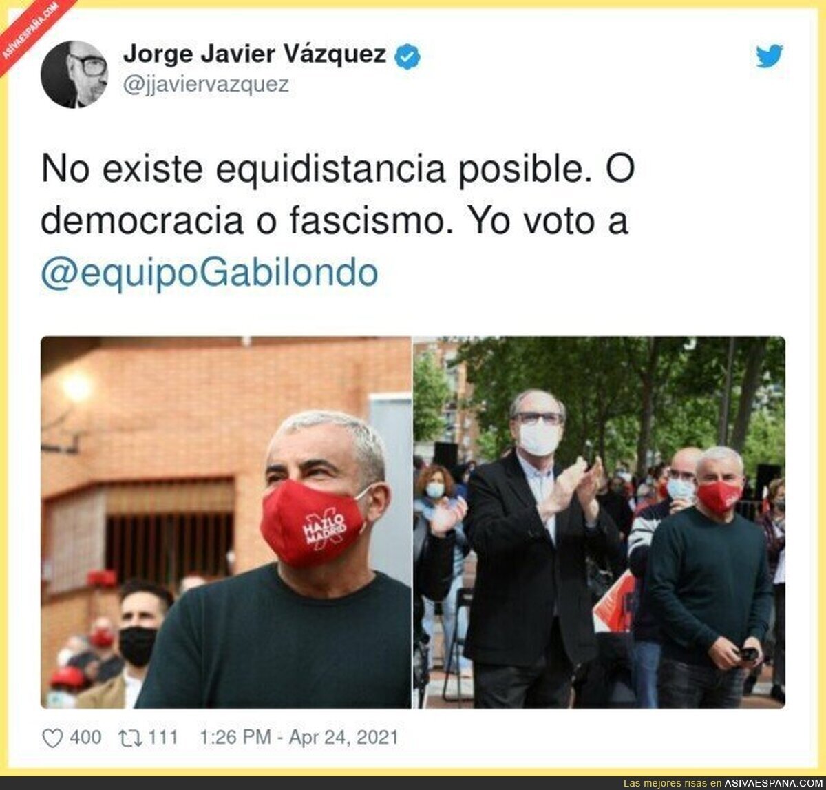 Jorge Javier Vázquez lo tiene claro para las elecciones de Madrid