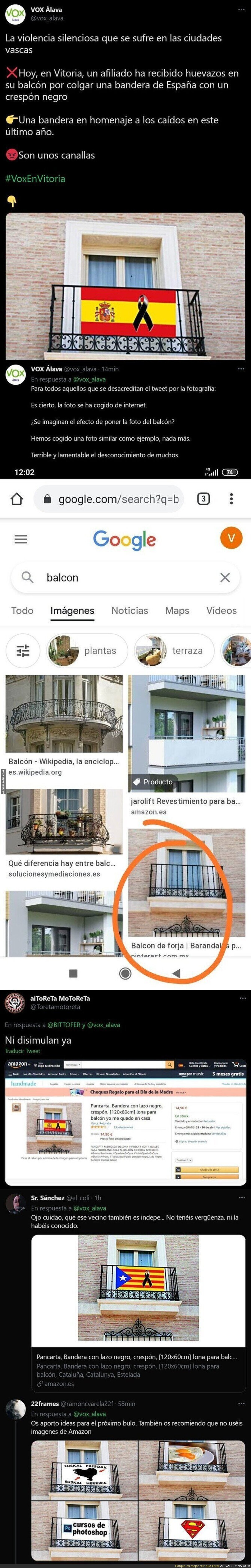 'VOX Álava' denuncia unos huevazos al balcón de un vecino y no tardan en pillarle con la gran mentira por este detalle