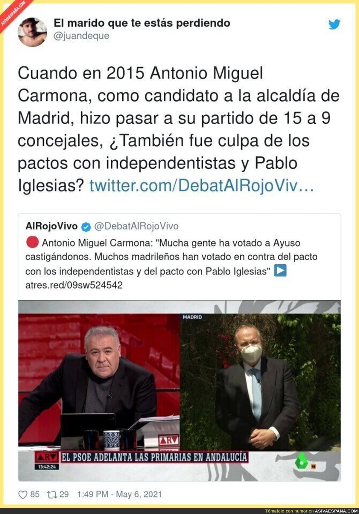 Antonio Miguel Carmona y su autocrítica
