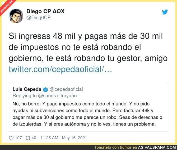 Luis Cepeda se entera por Twitter que su gestor le está robando dinero y termina borrando el tuit