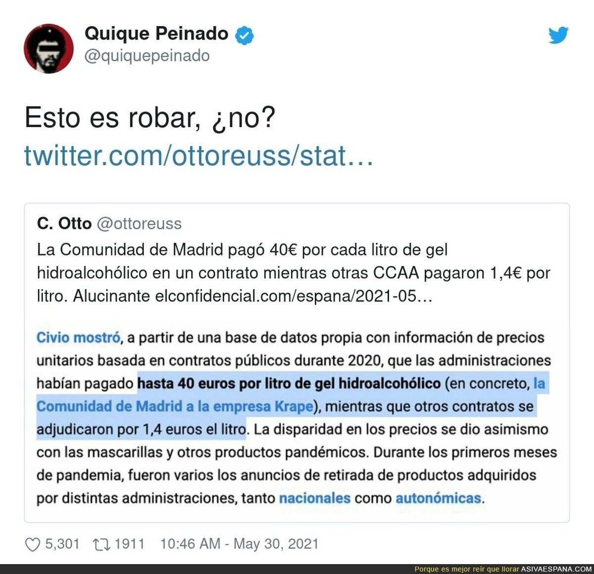 Es un escándalo que se debería investigar cuanto antes