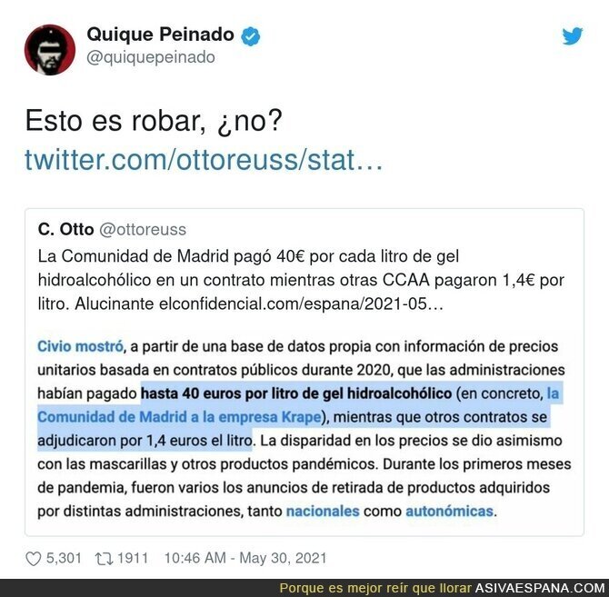 Es un escándalo que se debería investigar cuanto antes