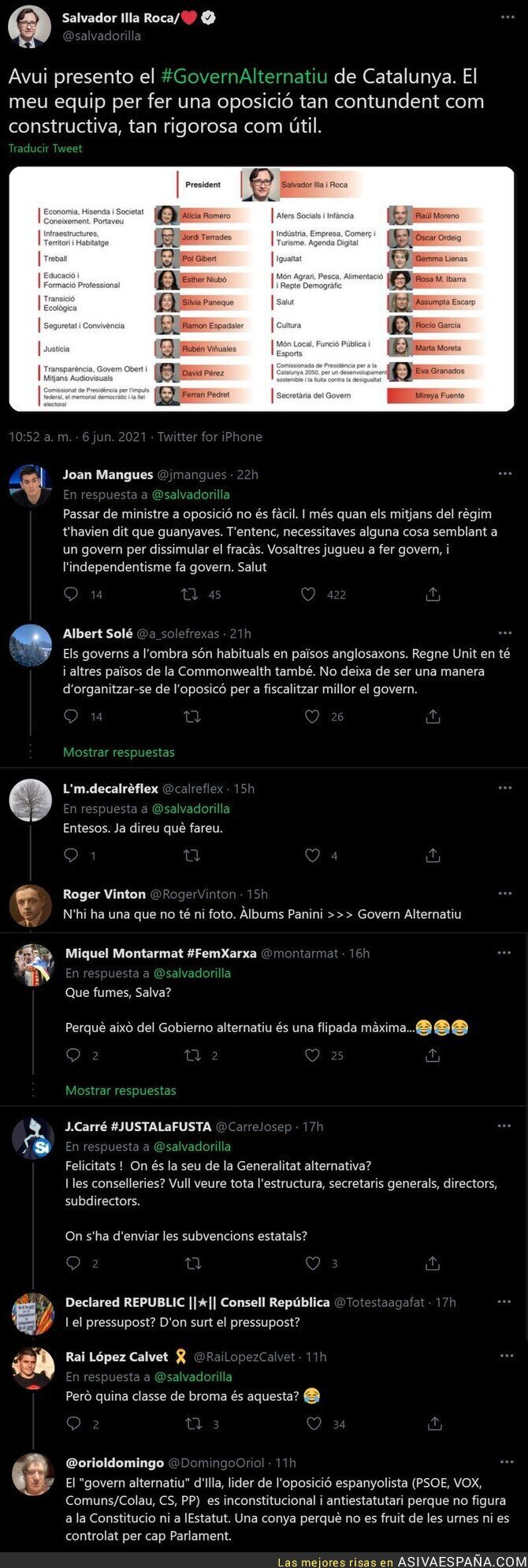 El ridículo monumental de Salvador Illa presentando un Govern alternativo para Catalunya