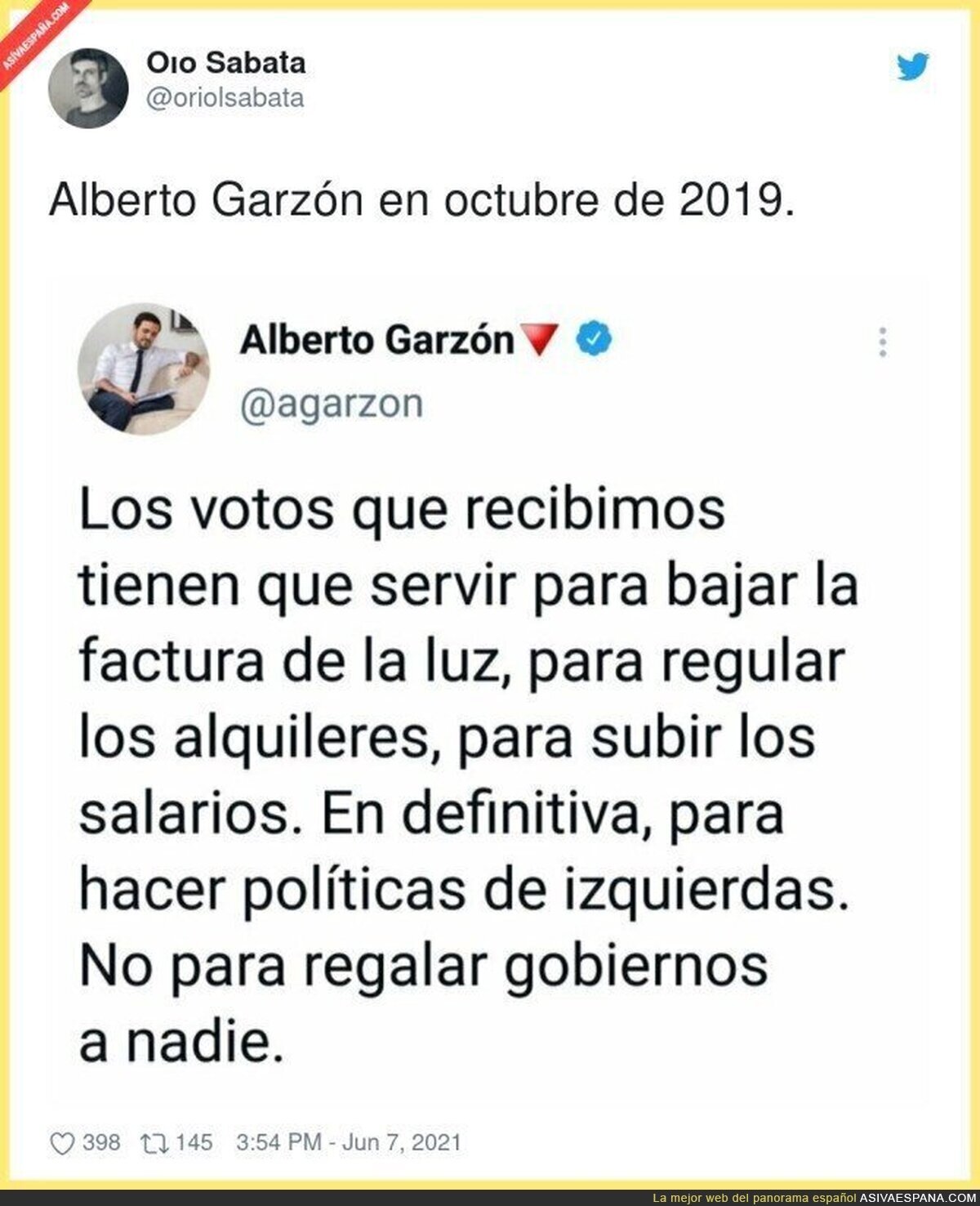 Ojalá Alberto Garzón estuviese en el Gobierno para hacer algo