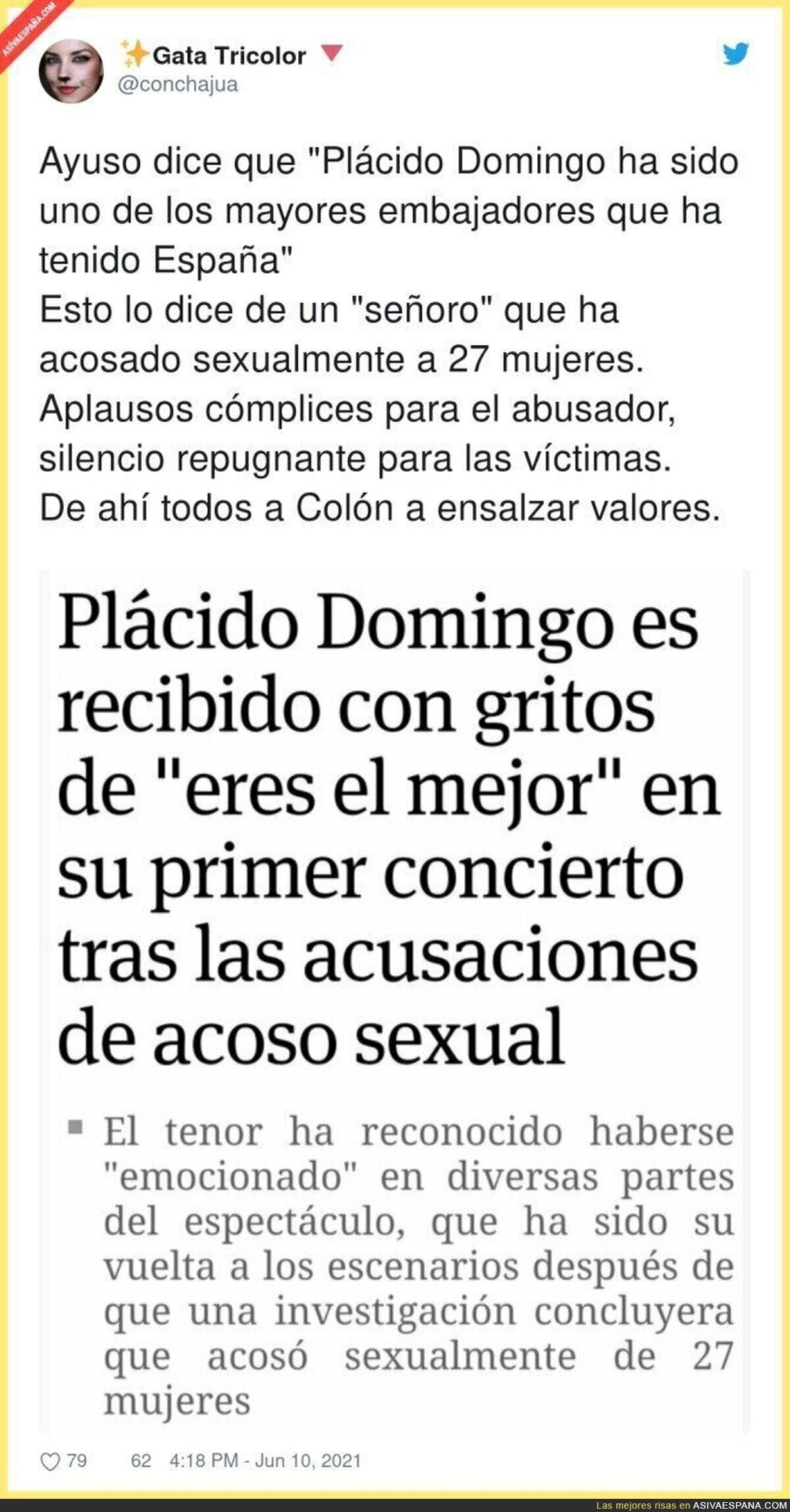Vergüenza absoluta lo vivido en Madrid con Plácido Domingo