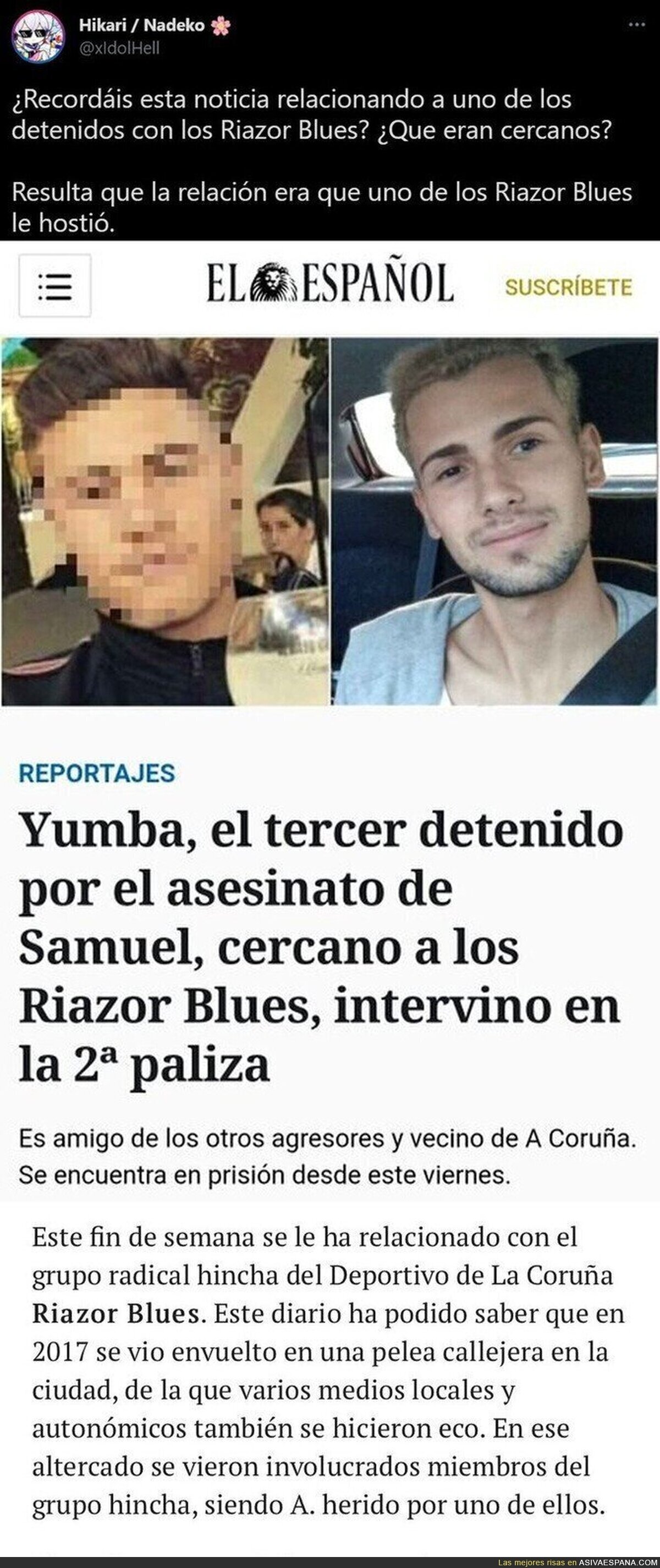 Así ha manipulado 'El Español' con el supuesto asesino de Samuel relacionándolo con los 'Riazor Blues'