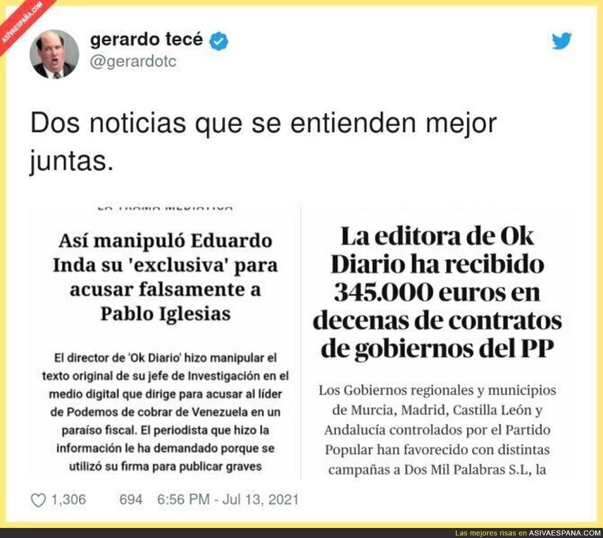 El PP de Ayuso contribuyendo a las fake news de Okdiario