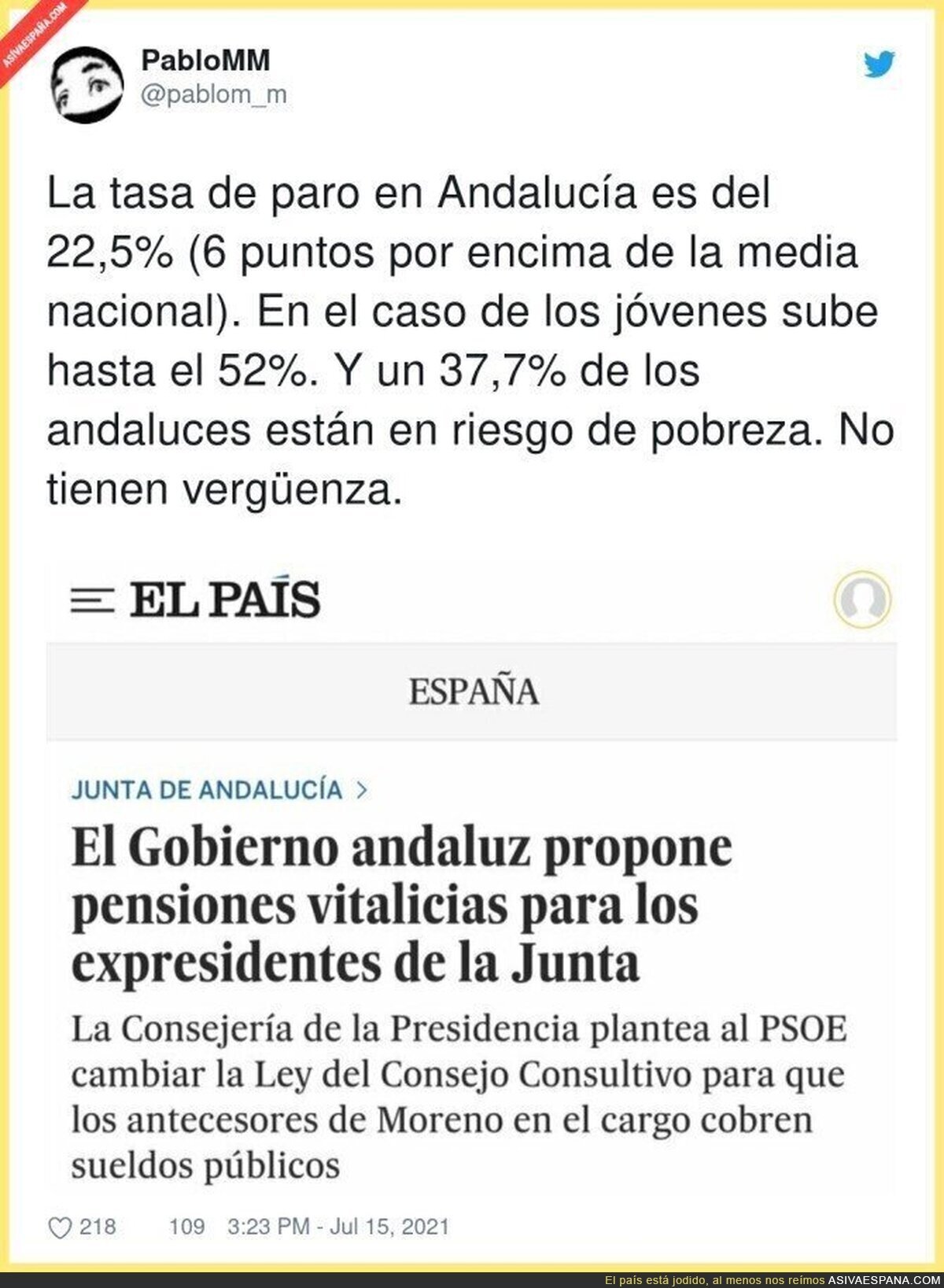 La Junta de Andalucía preocupándose de los problemas de la gente que lo necesita