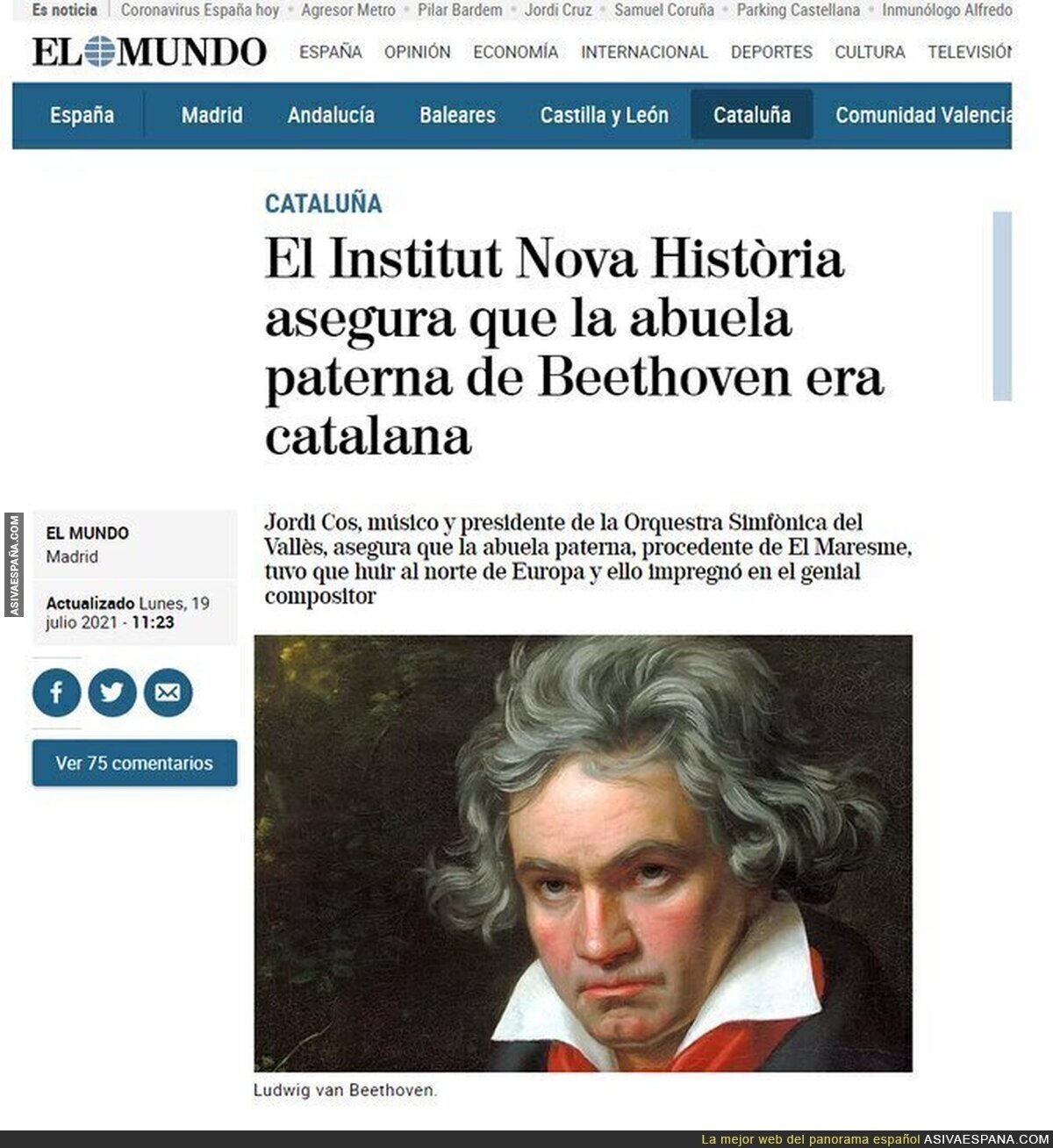 Su abuela era catalana y Beethoven compuso "contra la dominación española"