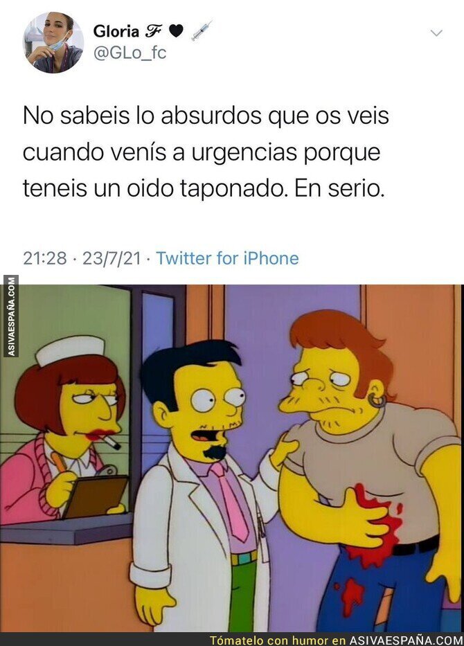 -Doctor, tengo unas ligeras molestias en el estómago-Que, ¿ya estamos saturando urgencias por cosas absurdas?