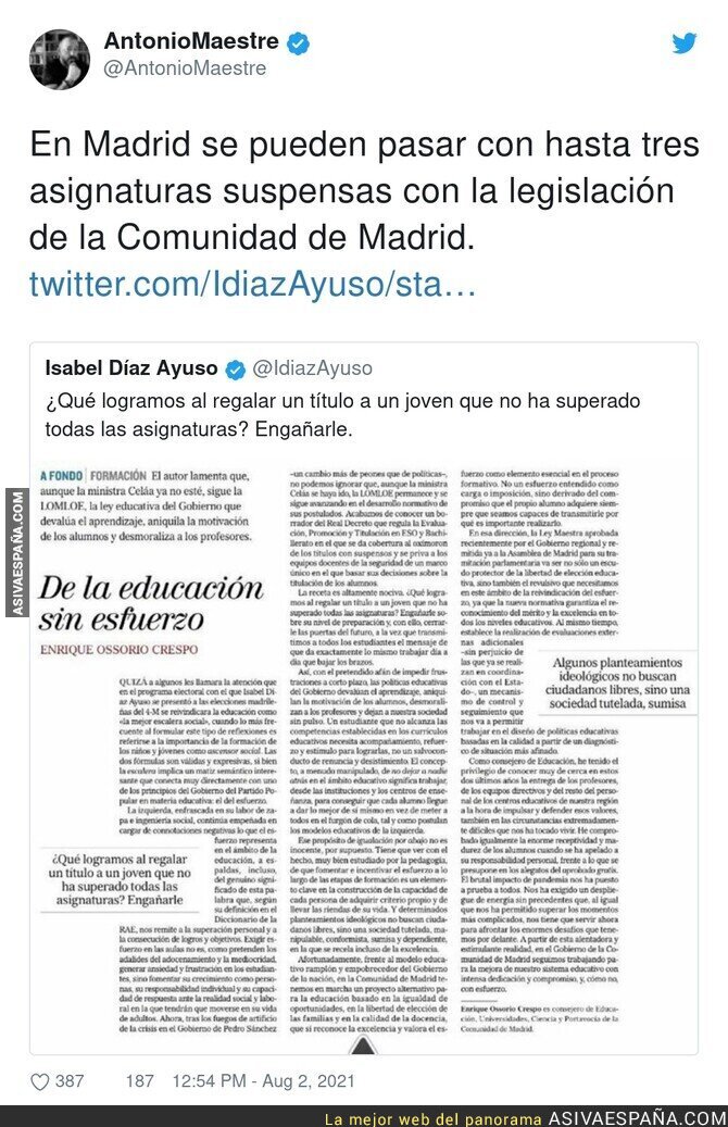 Madrid no está para dar ejemplo en educación