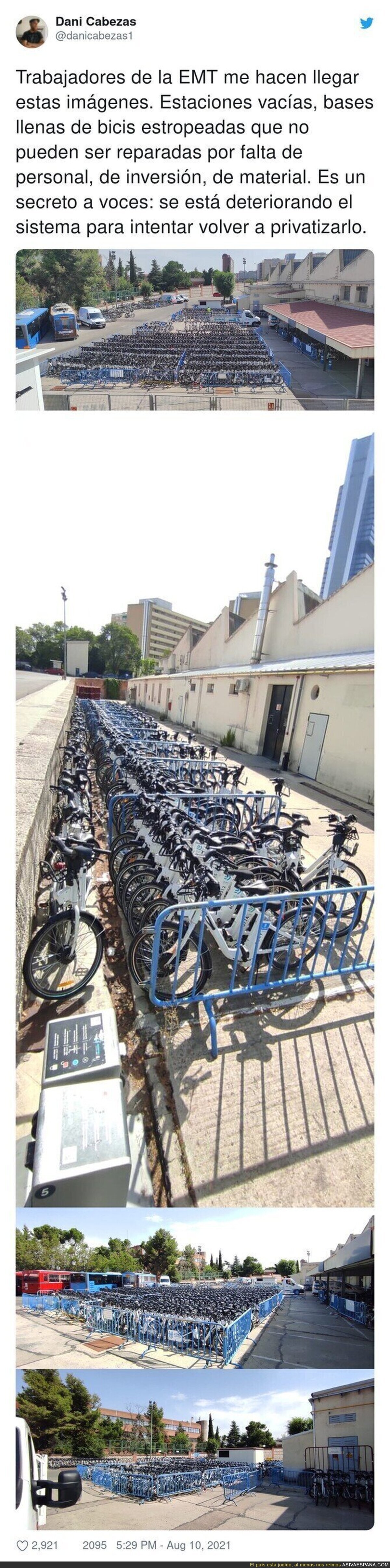 Las imágenes de las bicicletas de Madrid agolpadas en un almacén en la calle