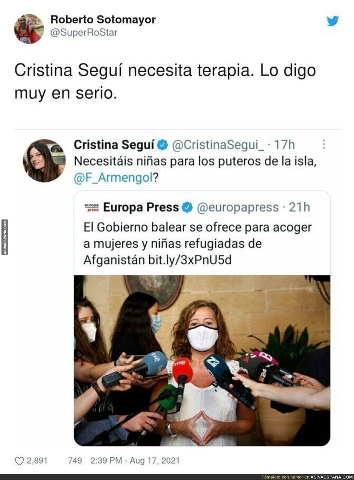 Cristina Seguí está muy mal de la cabeza