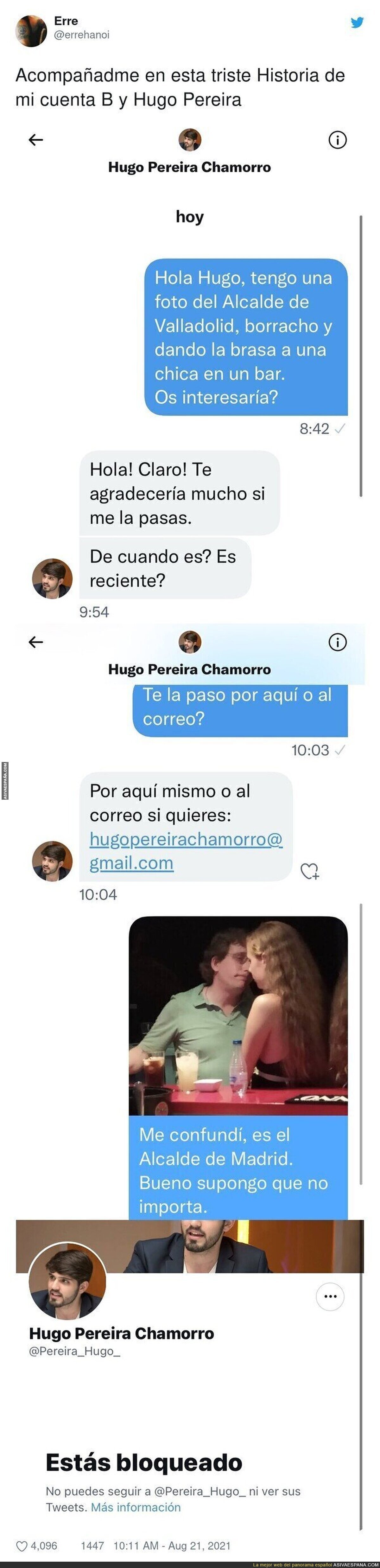 Así han troleado a Hugo Pereira mandándole la foto de José Luis Martínez Almeida intentando ligar con una jovencita en un bar