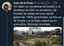 Acusa a los socialistas de dejar así la plaza de toros de Oviedo y lo que responde más tarde te hará explotar la cabeza