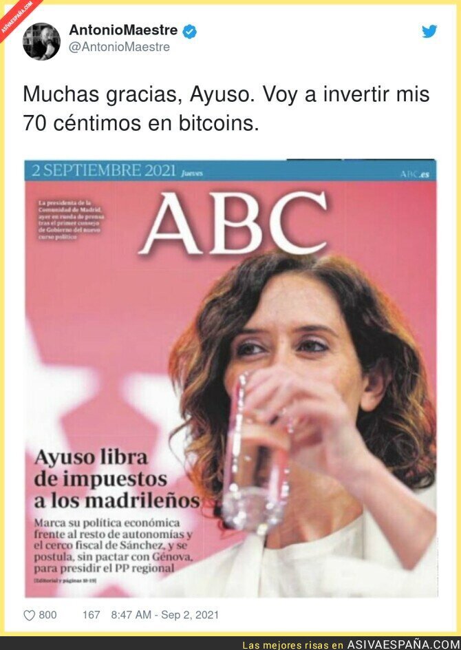 Isabel Díaz Ayuso hace millonario a todo Madrid