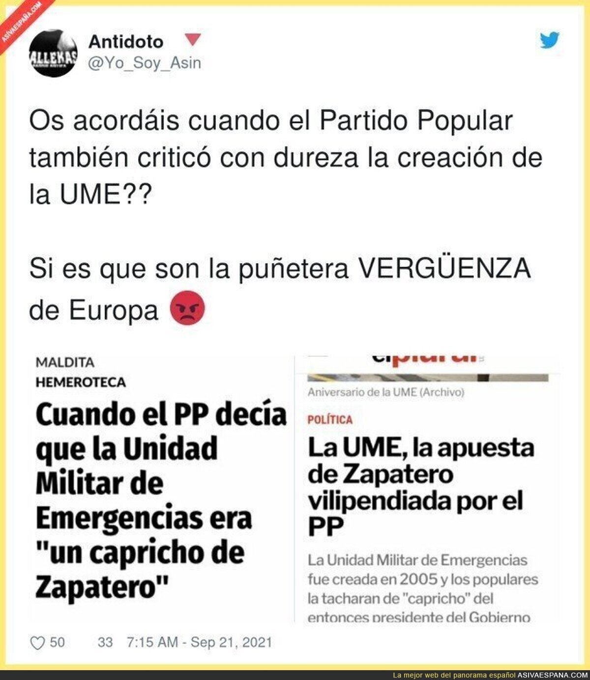 La UME ha sido de lo mejor que ha hecho Zapatero por España