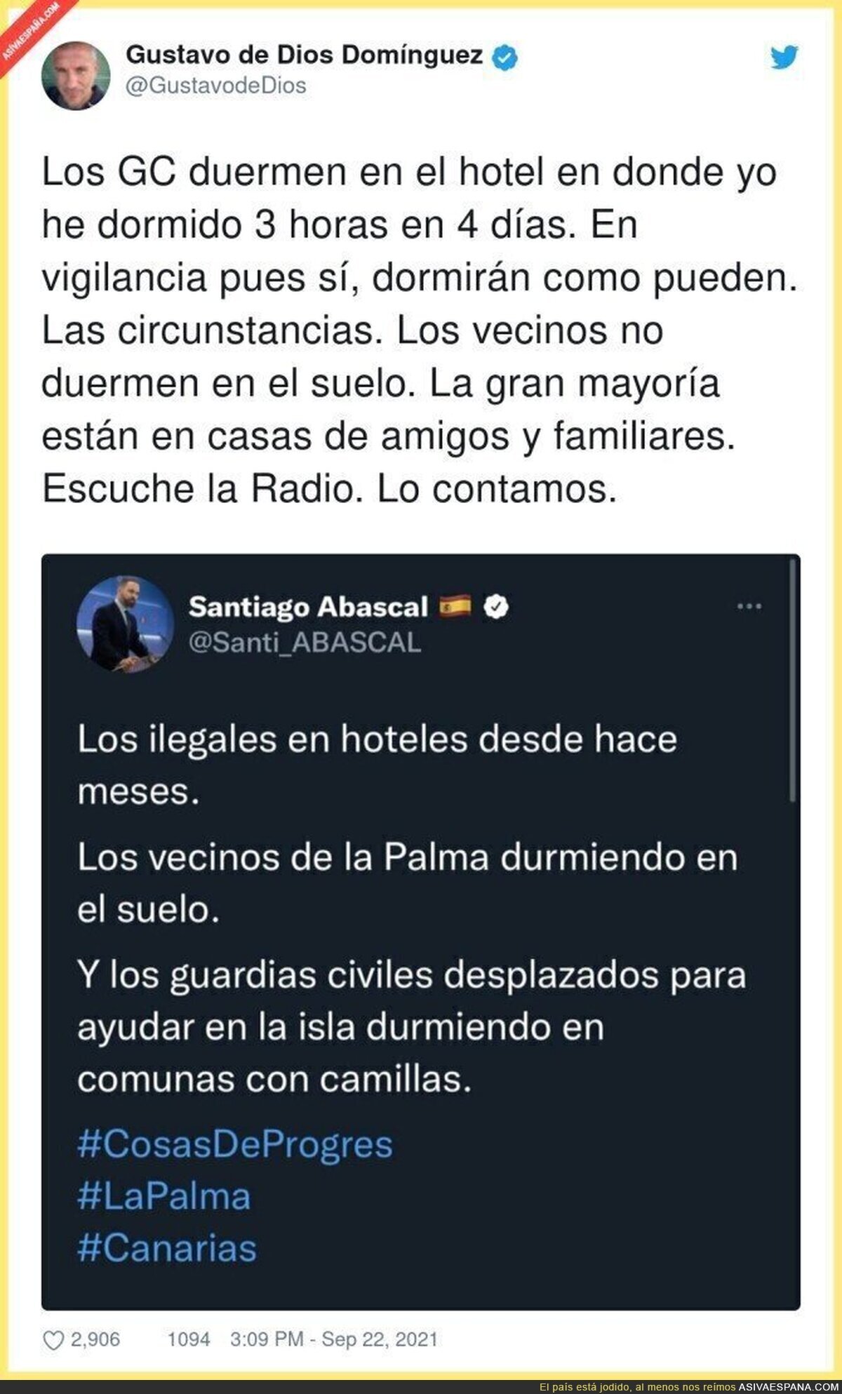 El giro -esperado- de Santiago Abascal para terminar culpando a los inmigrantes sobre el volcán de La Palma