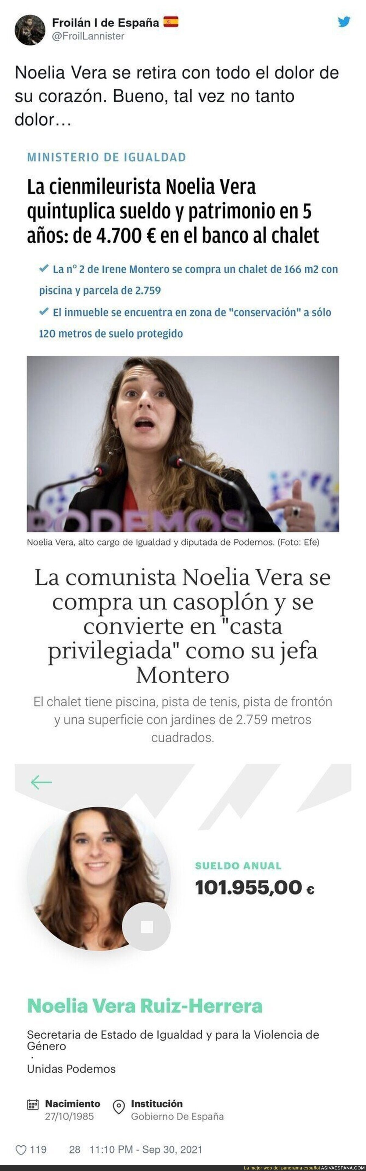 La buena vida de Noelia Vera tras empezar en política