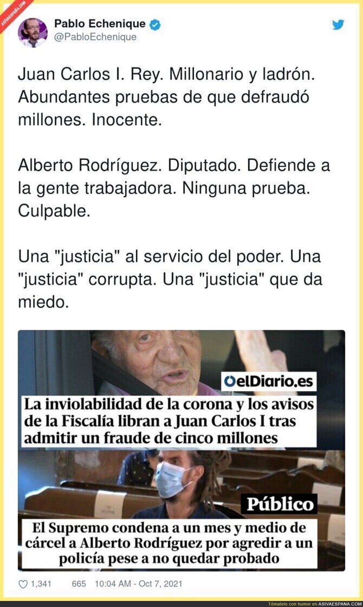 Pablo Echenique se pronuncia sobre la condena a Alberto Rodríguez