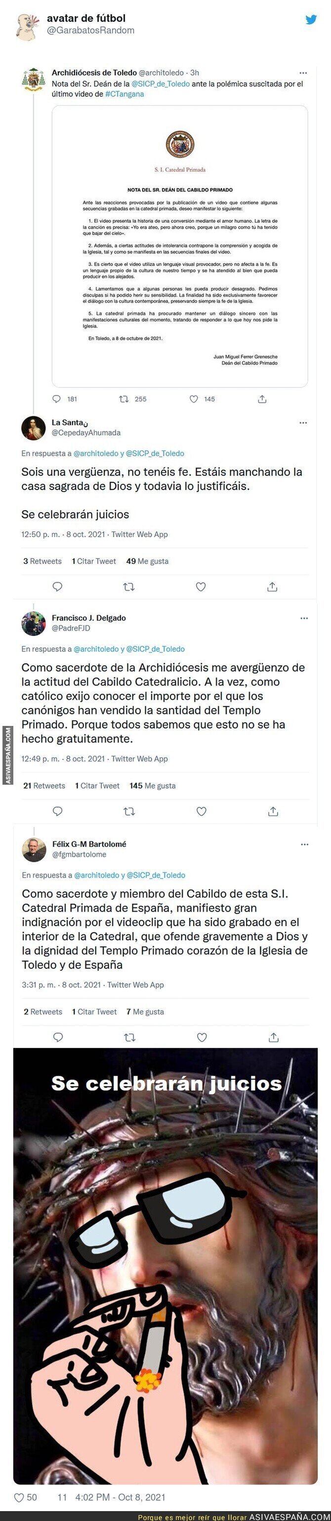 Los creyentes se enfadan el videoclip de C. Tangana tras haberse grabado en la Catedral de Toledo