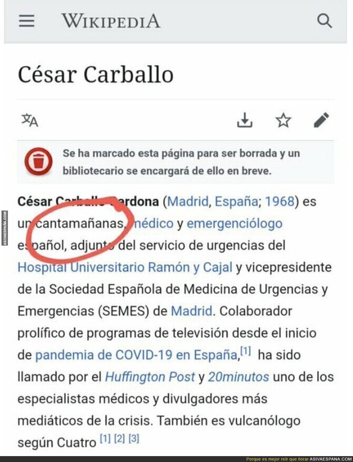 La Wikipedia de César Carballo se ha descontrolado