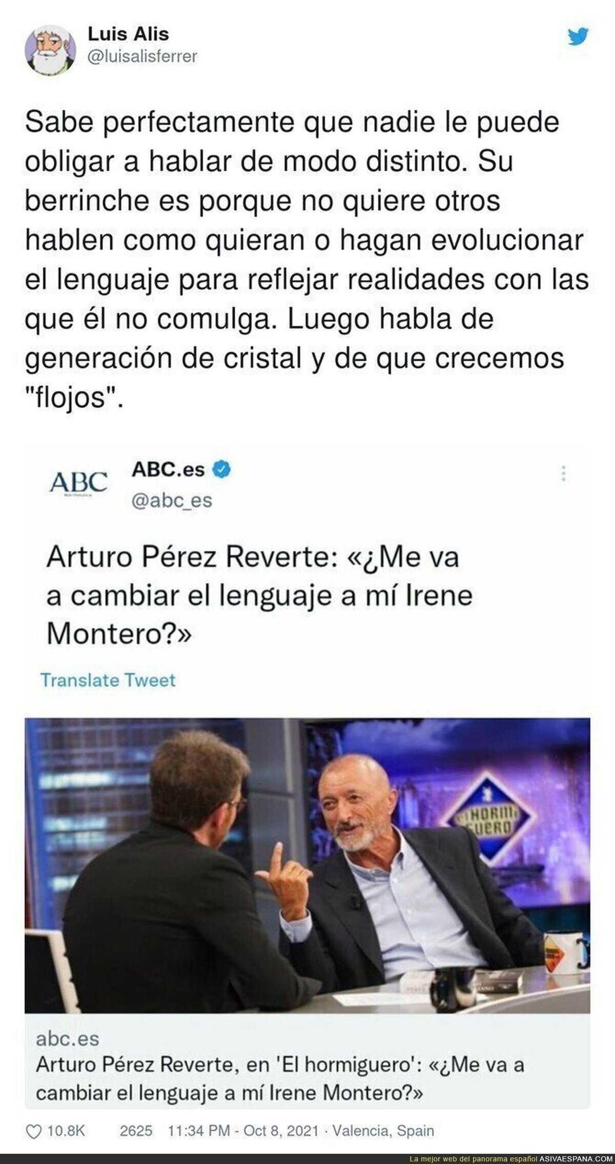 La rabieta lamentable de Arturo Pérez-Reverte contra Irene Montero buscando el aplauso fácil