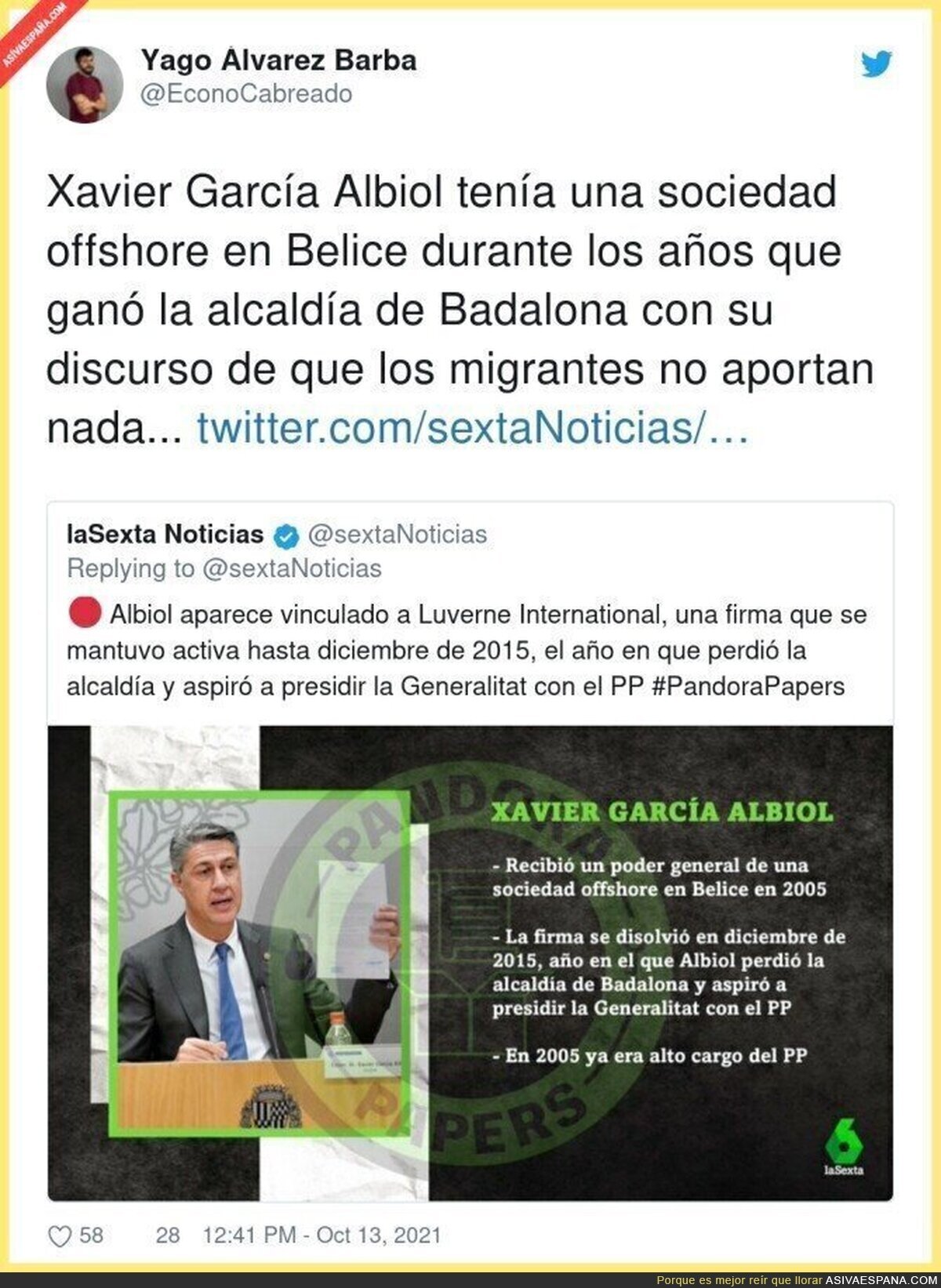 Así se ha reído Xavier García Albiol de todo el mundo
