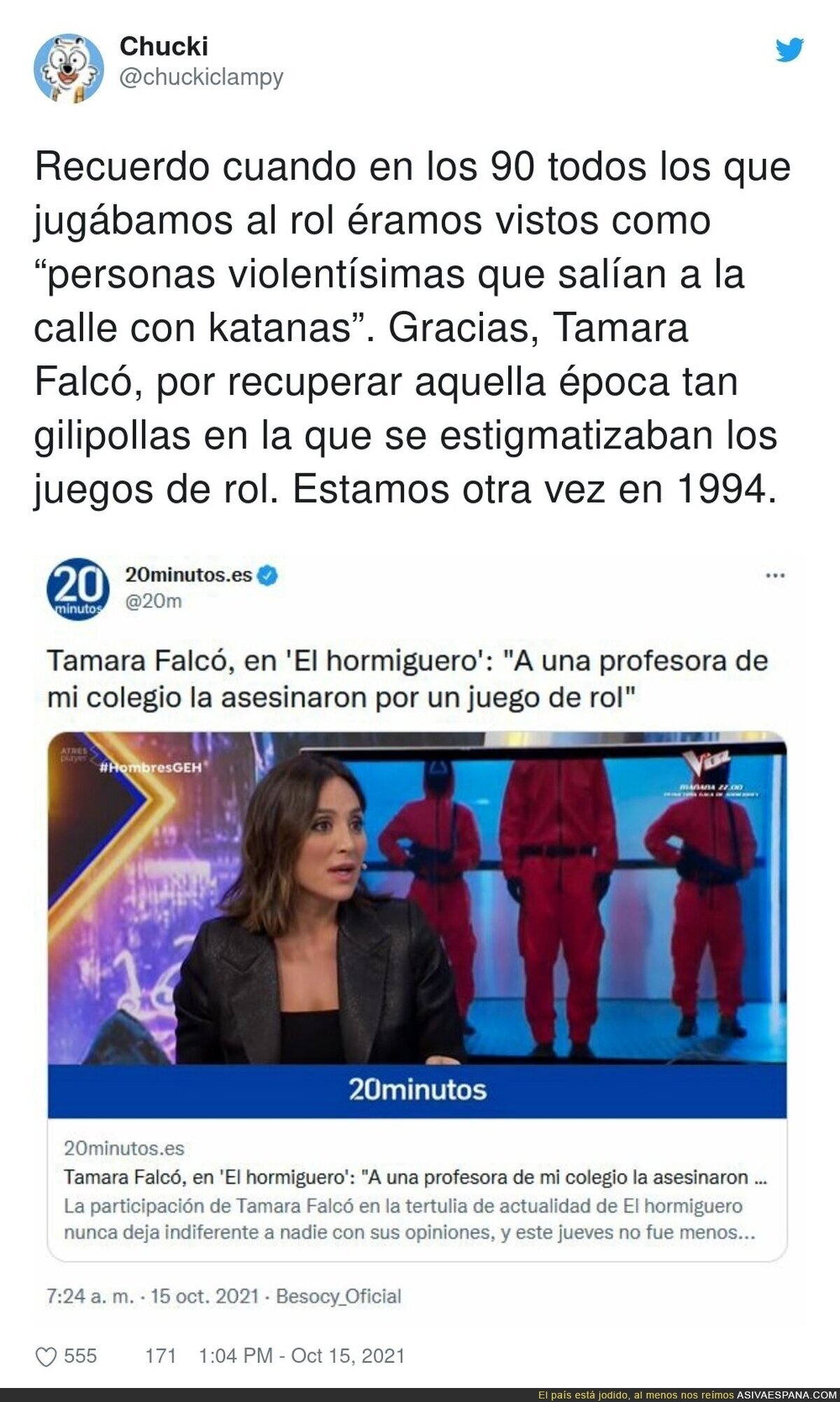 Esto es lo que pasa por generalizar