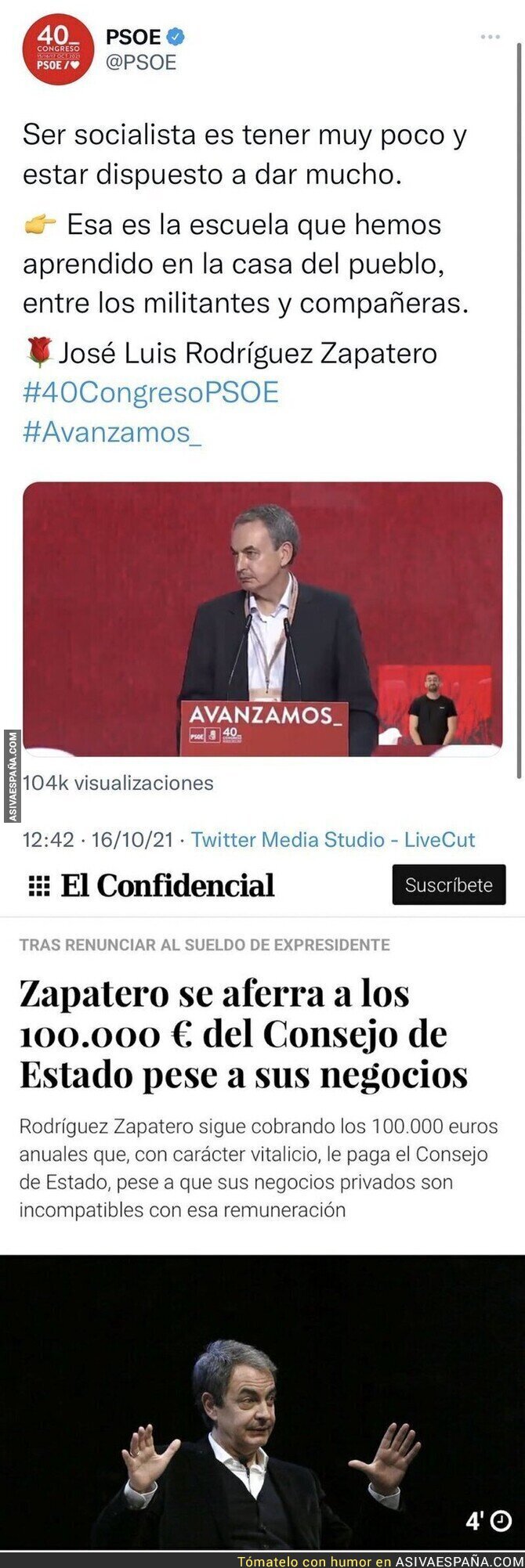 Lecciones de Zapatero que no aplica