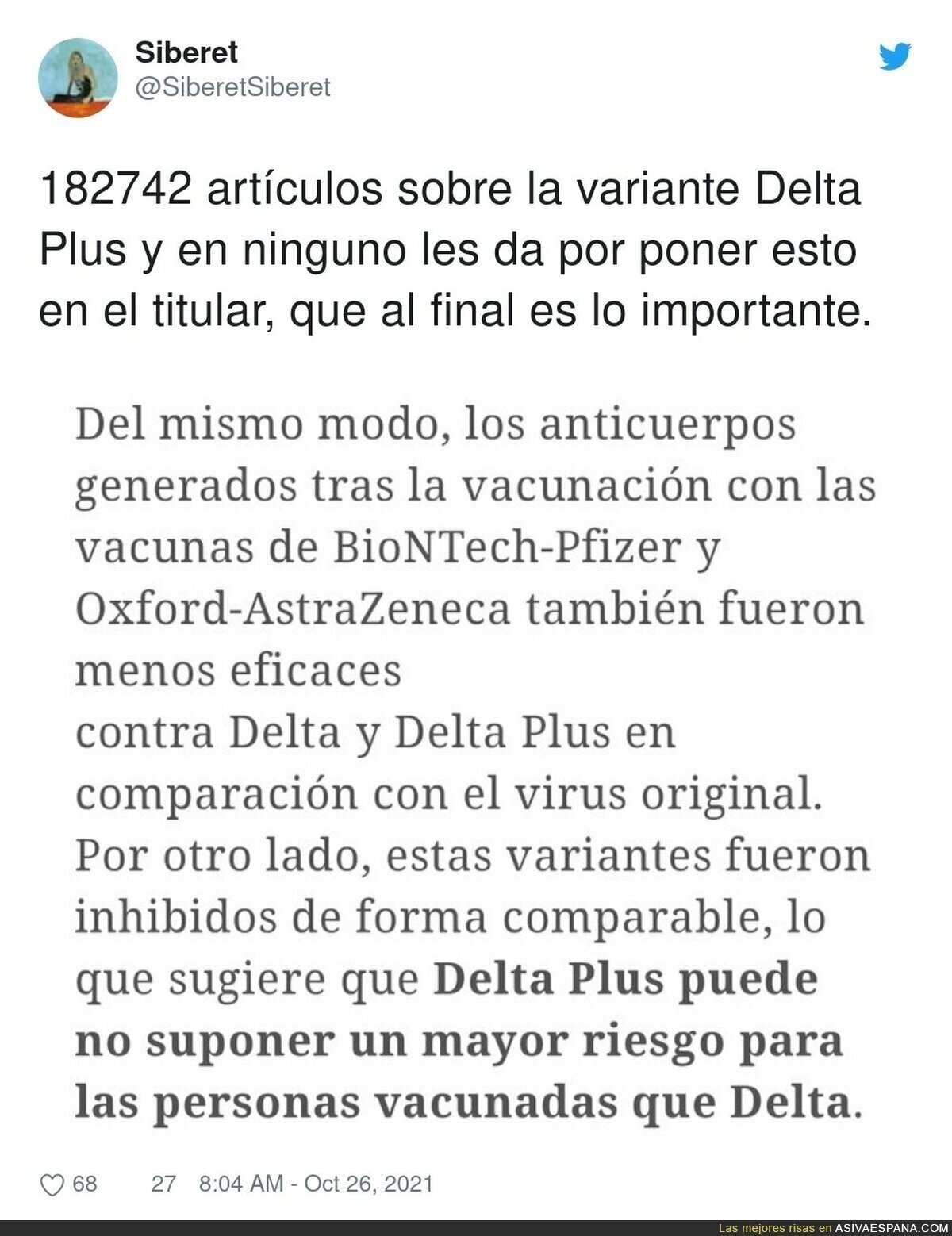 Menos alarmismo a la población con la variante Delta Plus