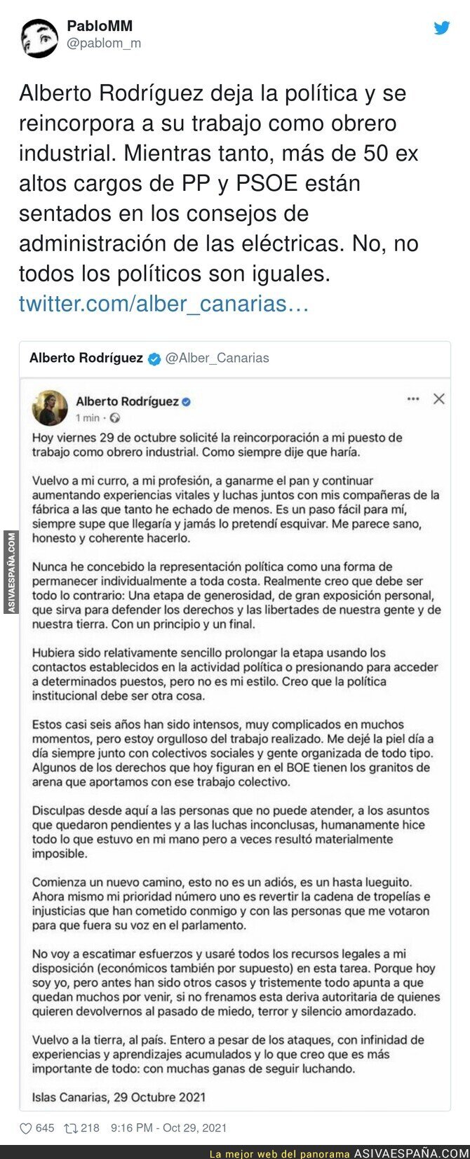 Dignidad infinita de Alberto Rodríguez 