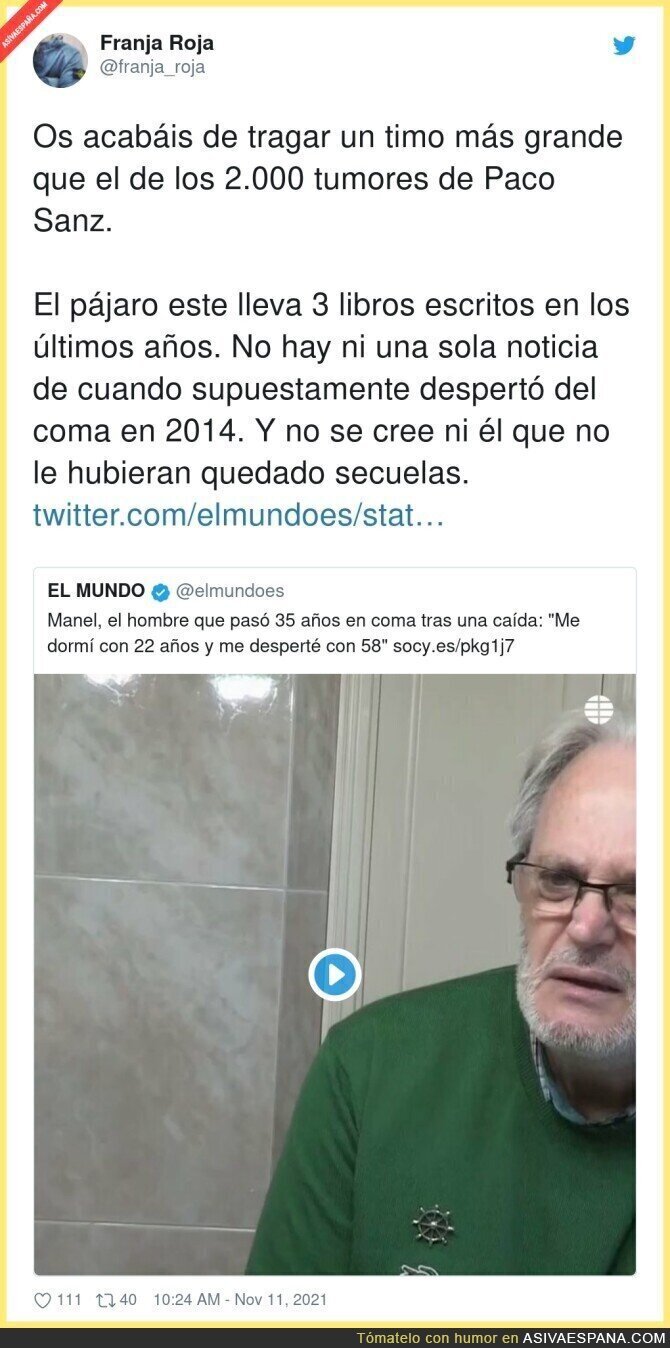 La gran estafa del señor que ha estado 35 años en coma