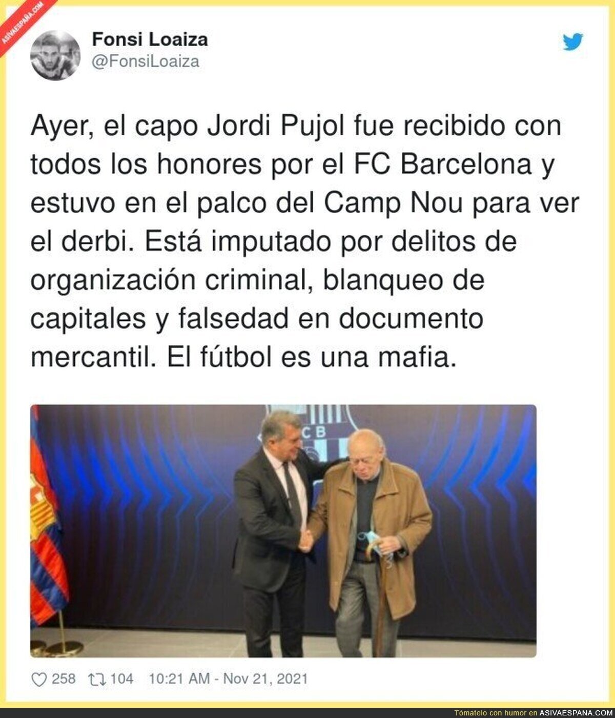 Jordi Pujol y su gran recibimiento en el Camp Nou