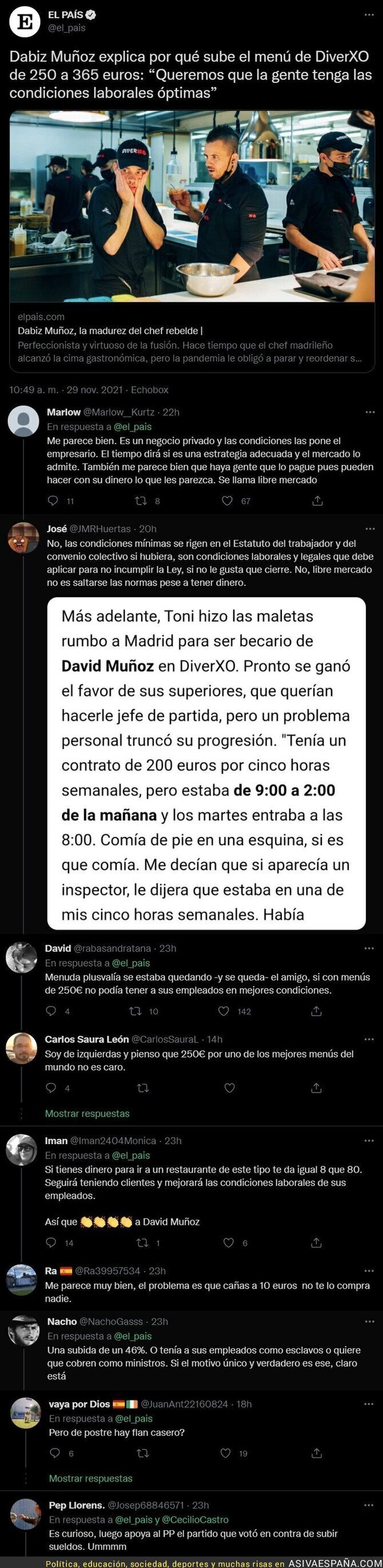 Escándalo por el precio al que ha subido Dabiz Muñoz su menú en el restaurante para pagarle a sus camareros